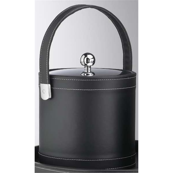 Sharptools Stitched Black 3 Quart Stitched Ice Bucket with Stitched Handle and Metal Cover SH88573 - main